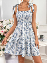 Floral Print Tie Shoulder Ruffle Hem Cami Dress